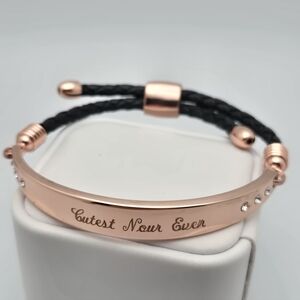 ✨2/$10✨ "Cutest Nour Ever" Personalized Rose Gold Leather Bracelet Adjustable